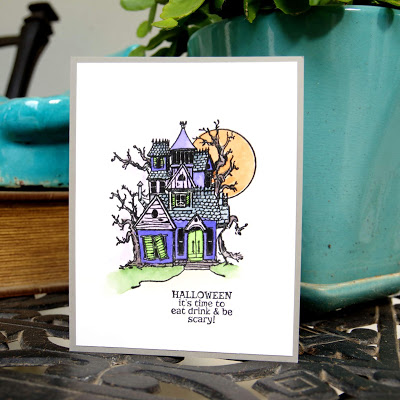 Handmade Halloween Card using watercolor markers.