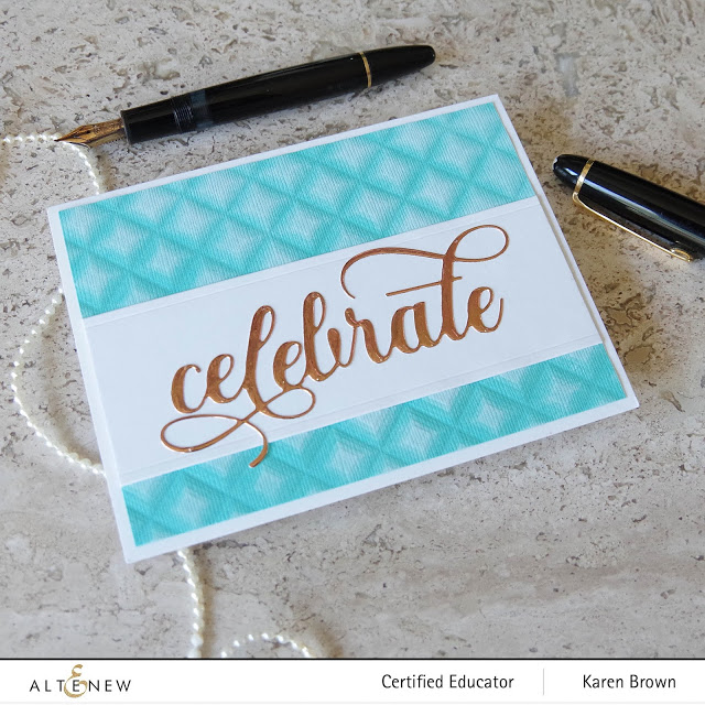 Altenew Fancy Celebrate die with copper mirror cardstock