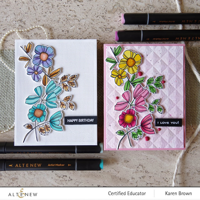 Pink, Yellow, Green, Aqua and Violet Altenew markers