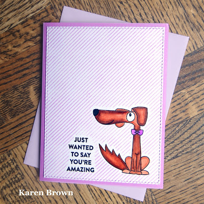 A handmade card featuring the Altenew Pinstripes Background Stamp.