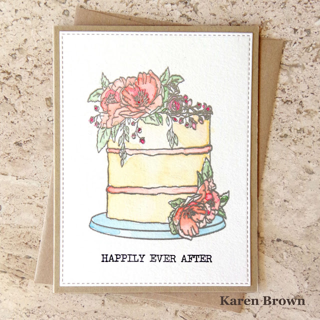 Water color Wedding Card on Brutus Monroe Aqua Pigment Paper with Kuretake watercolors.