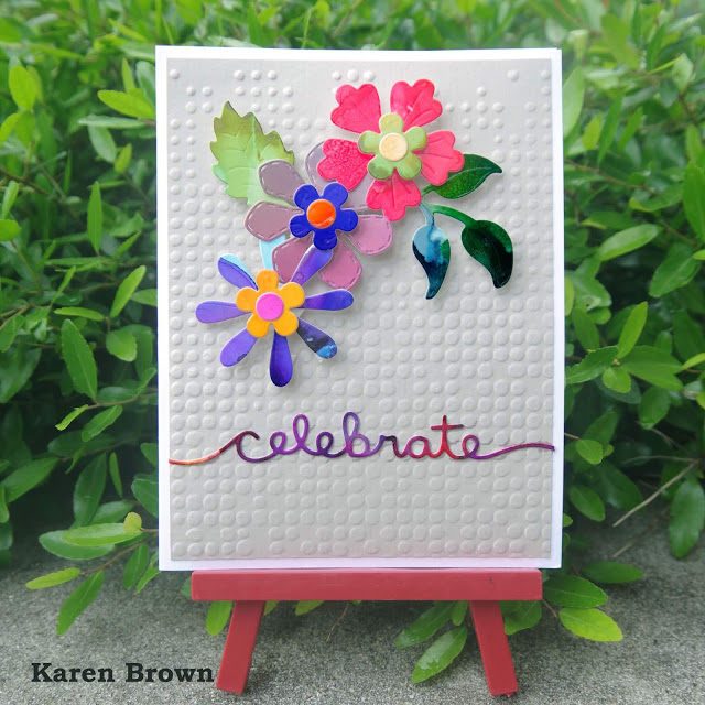 Die cut alcohol ink flowers using Newton\'s Nook Floral Trio Die