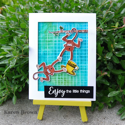 Card featuring PhotoPlay We Bought a Zoo Simon Says Stamp SSS Sketchy Lines Background Stamp plus Alcohol Lift Ink.