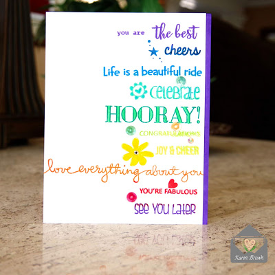 Sentiment Card in Rainbow colors.
