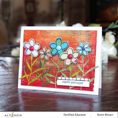 Altenew Doodle Blooms and Narrow Brick Stencil