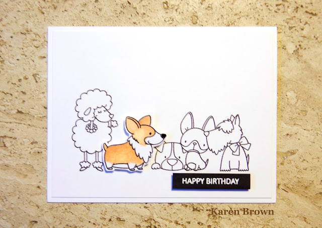 Handmade Birthday card featuring a Corgi MFT Lucky Dog card
