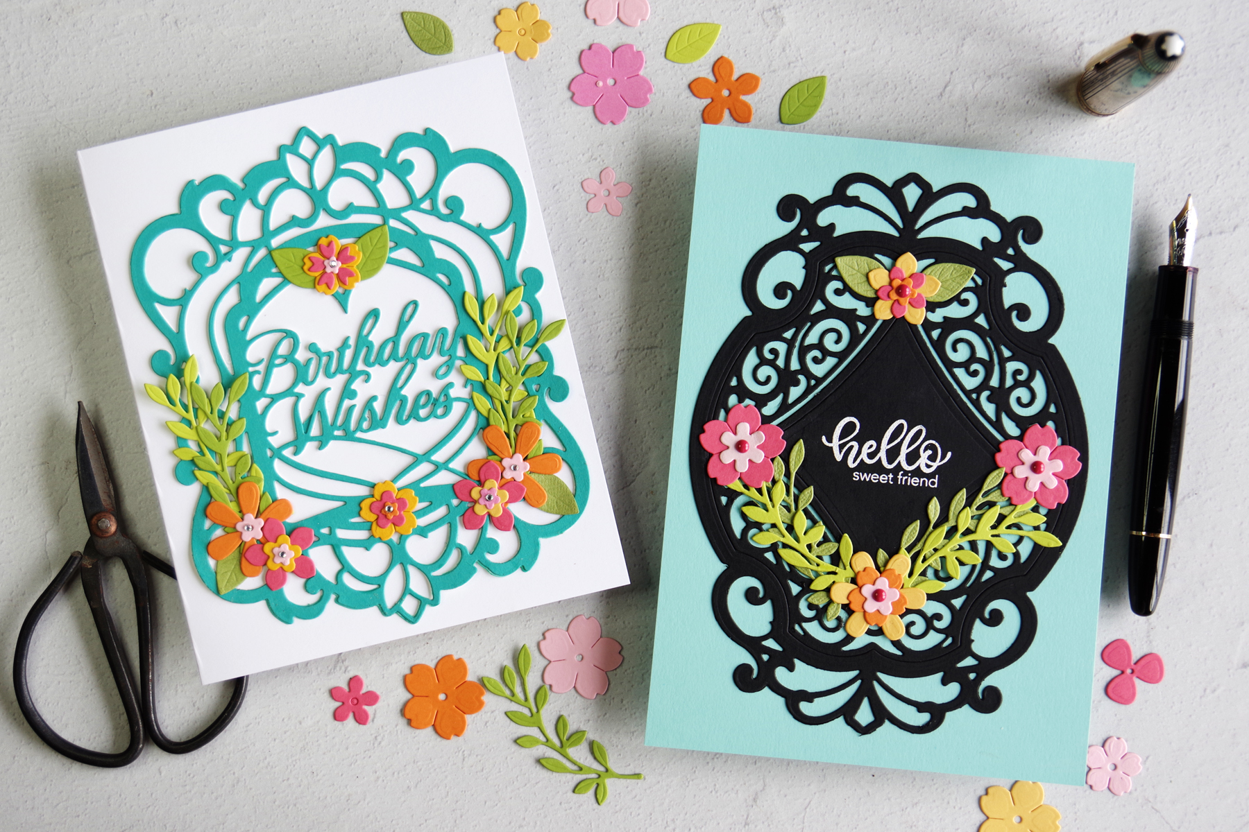 Spellbinders Amazing Paper Grace Beautiful Sentiment Vignettes Die Cut Cards