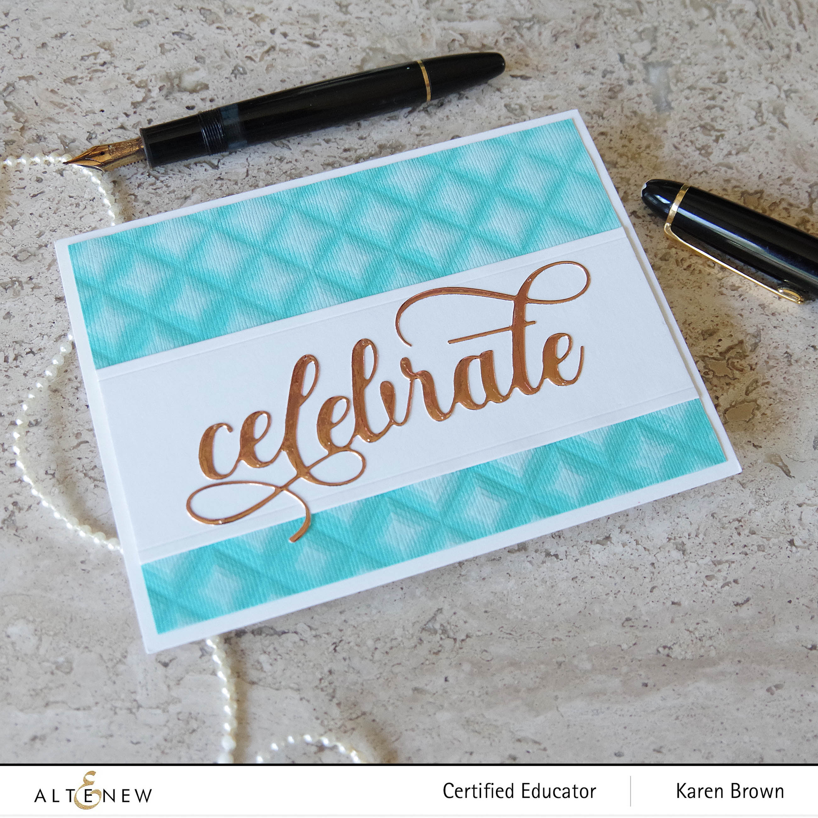 Altenew Modern Squares Embossing Folder and Fancy Celebrate die.