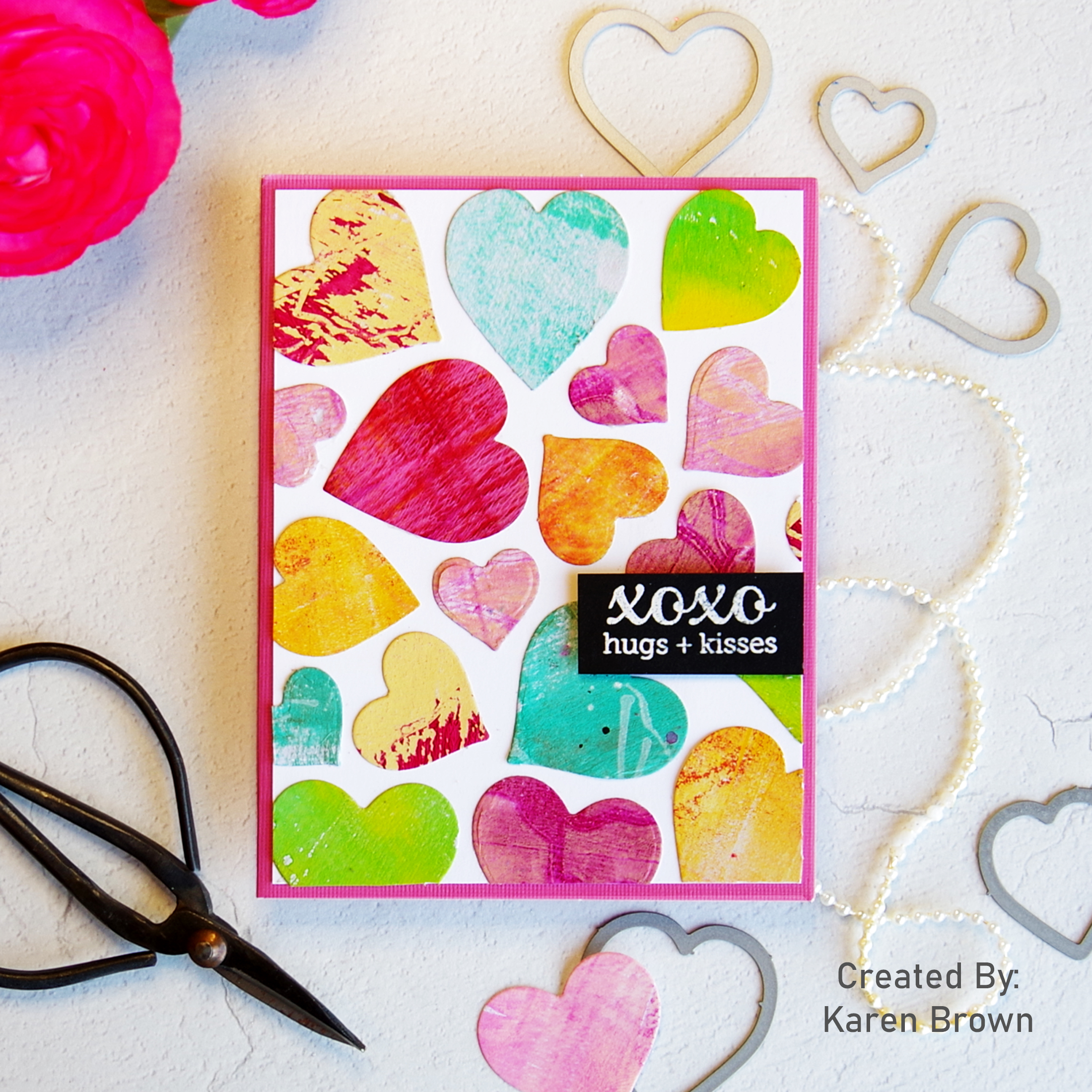 Easy DIY Mixed Media Valentine using handmade heart stickers + great to make with kids.