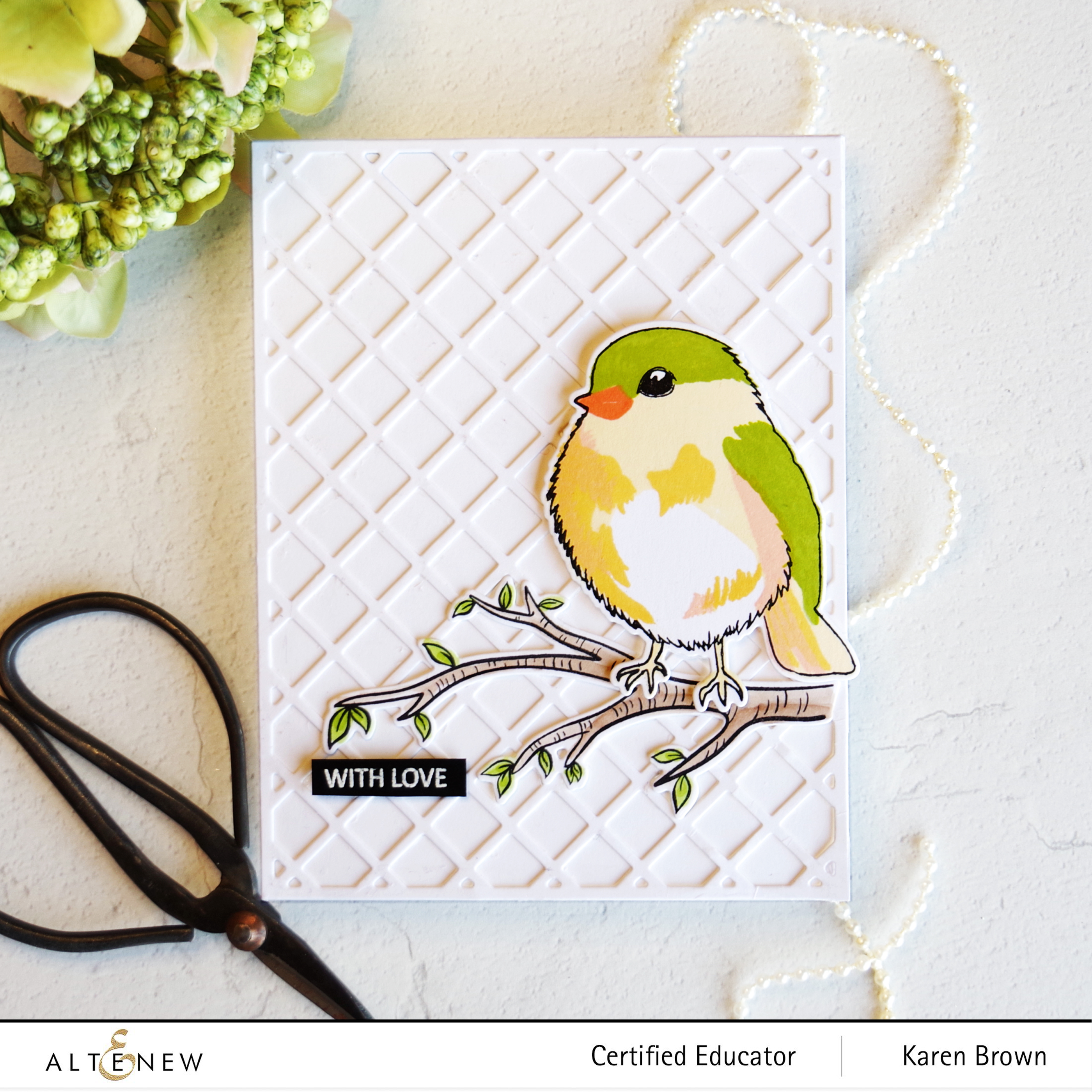 Whimsical handmade  Mother's Day Card with adorable stamped bird