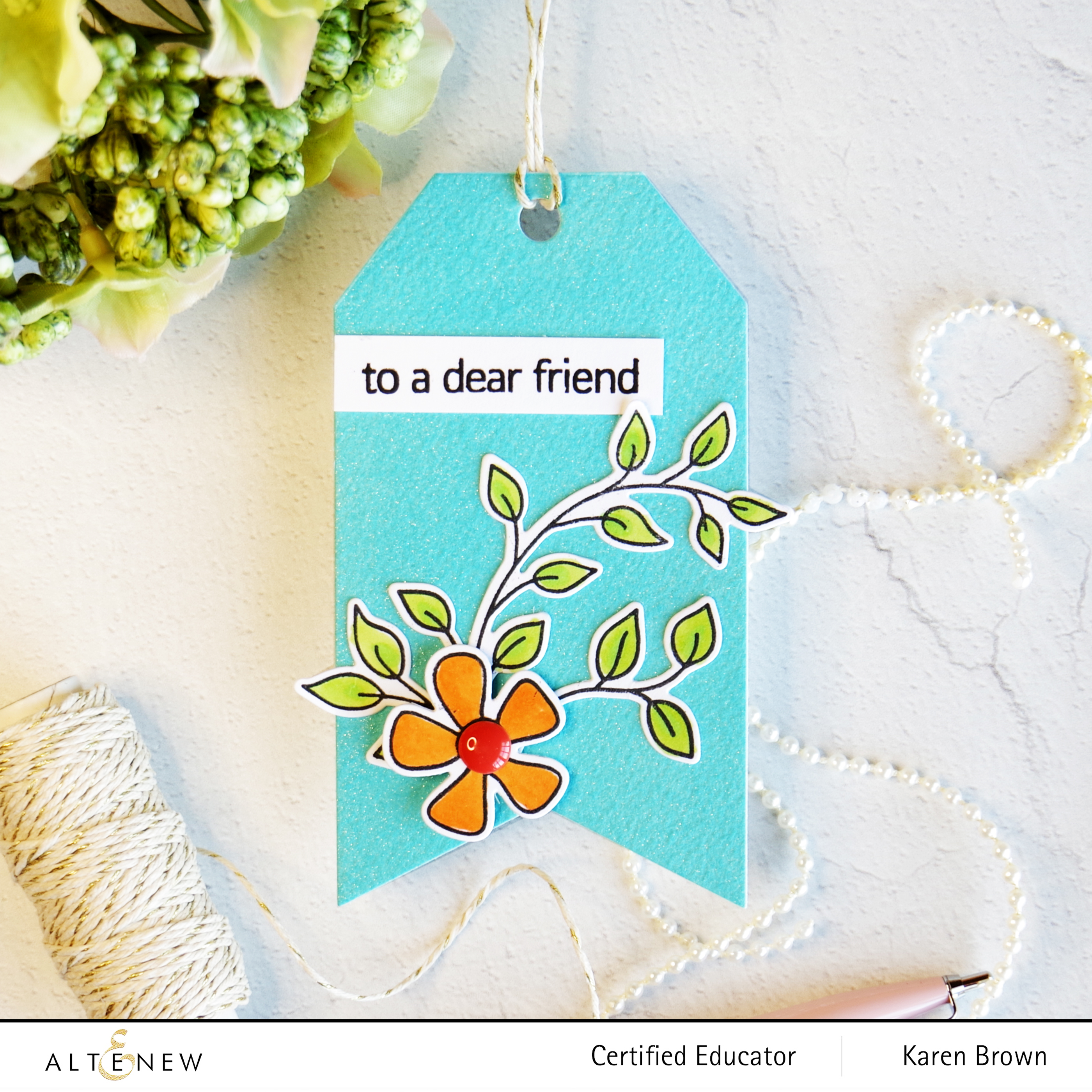  Aqua Altenew Terrific Tags + Doodle Blooms stamp and die bundle