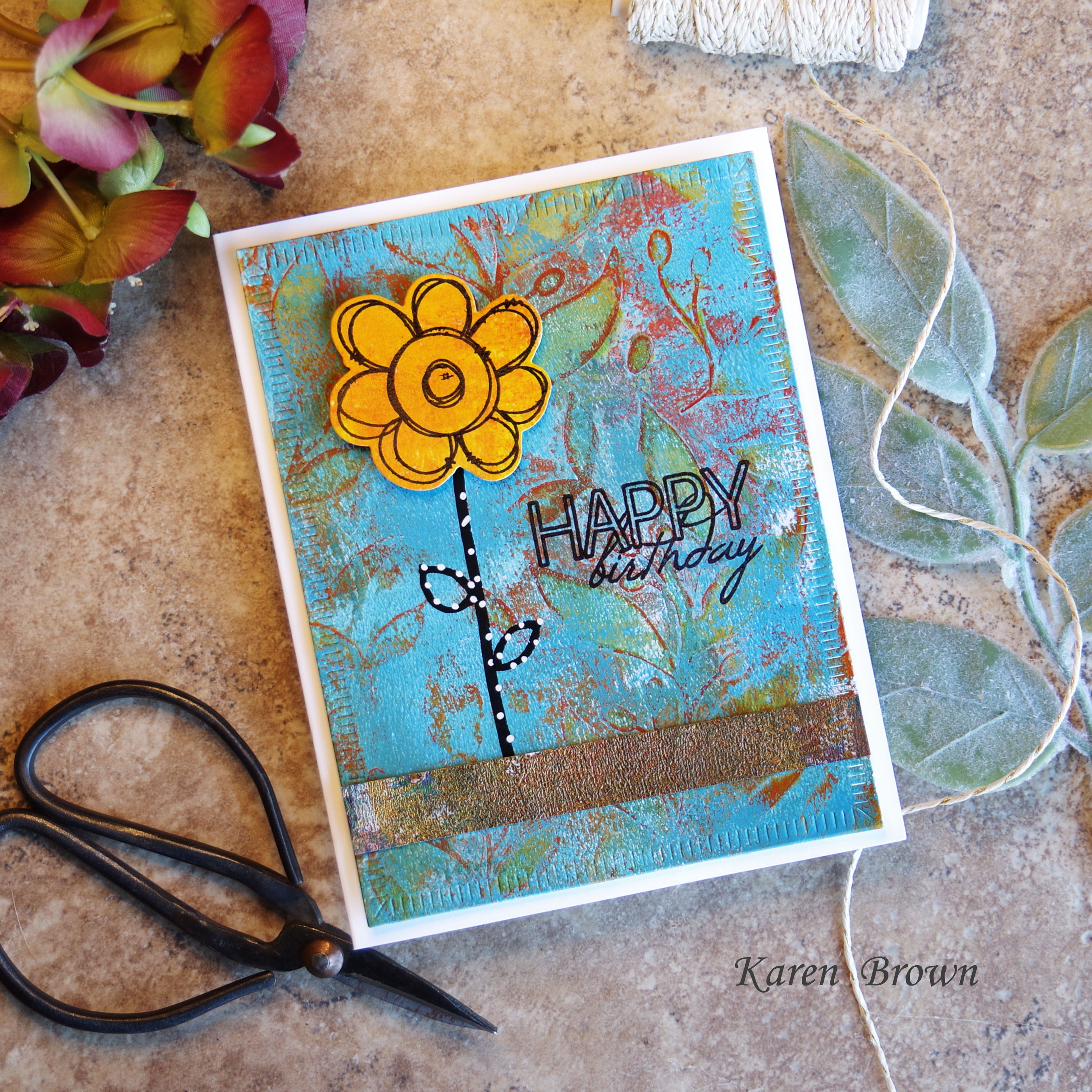 Gel Press Printing using Altenew's Leaves and Berries Stencil.