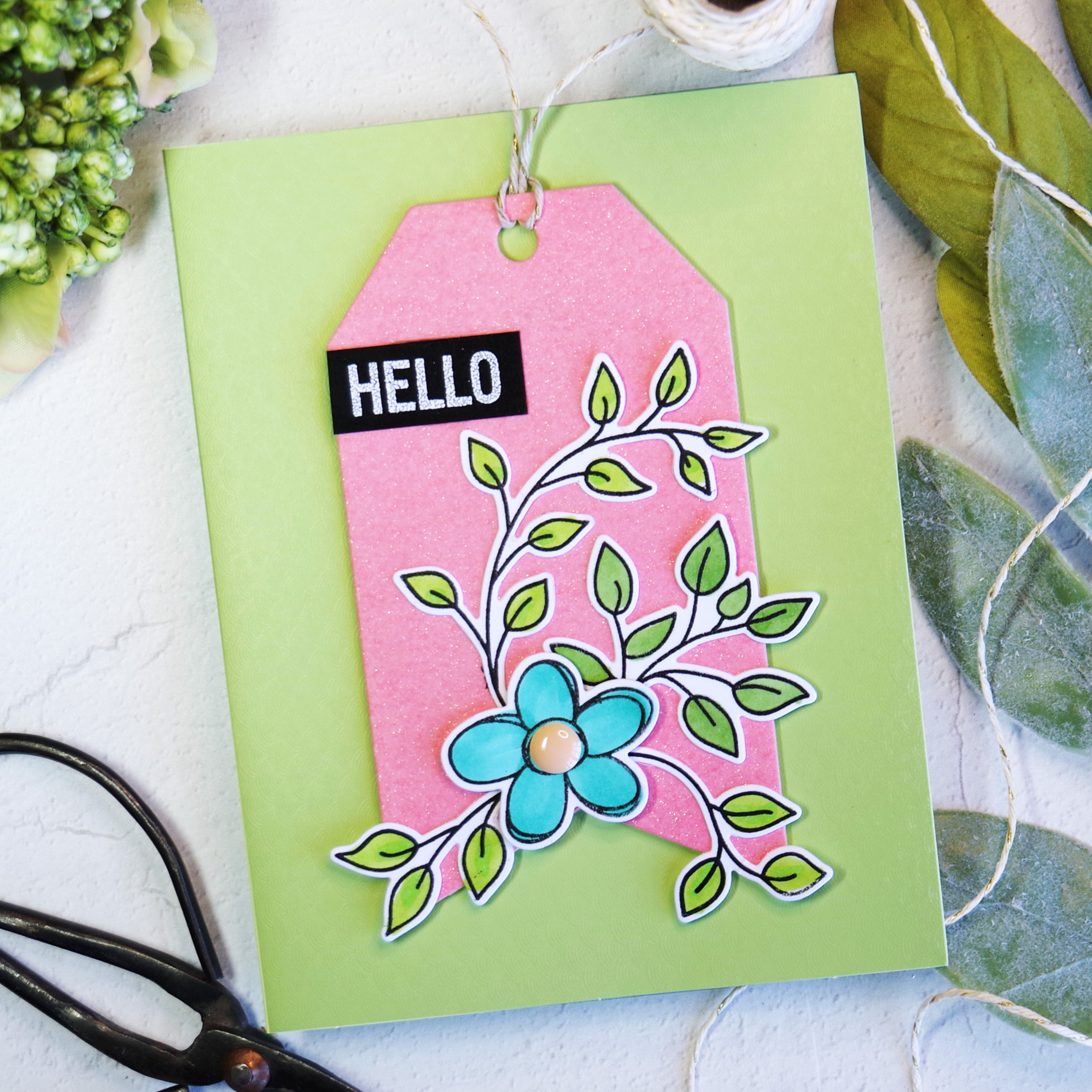 Handmade glitter cardstock in cardmaking.