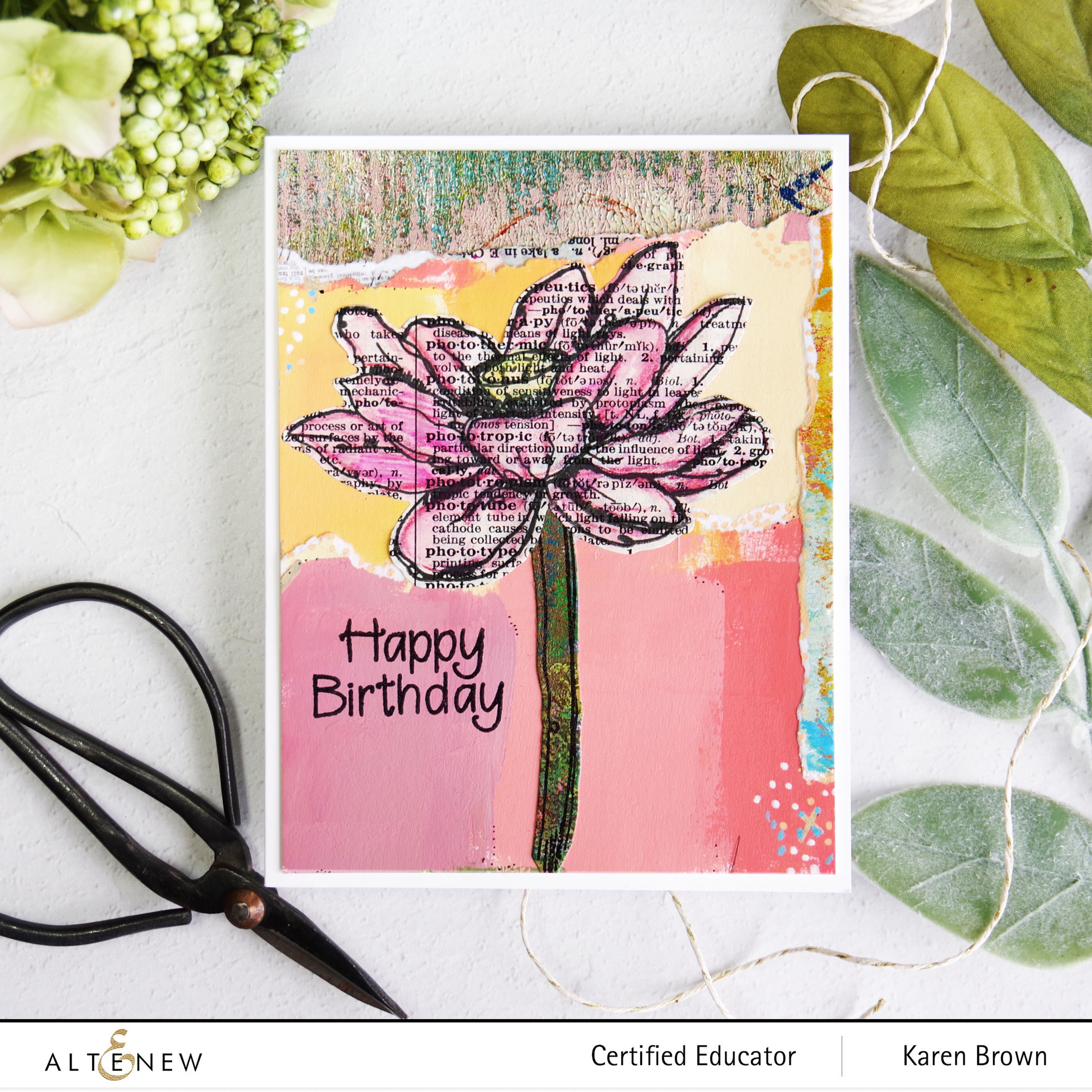 Altenew Inked Lotus Stamp + Acrylic Paint Blending