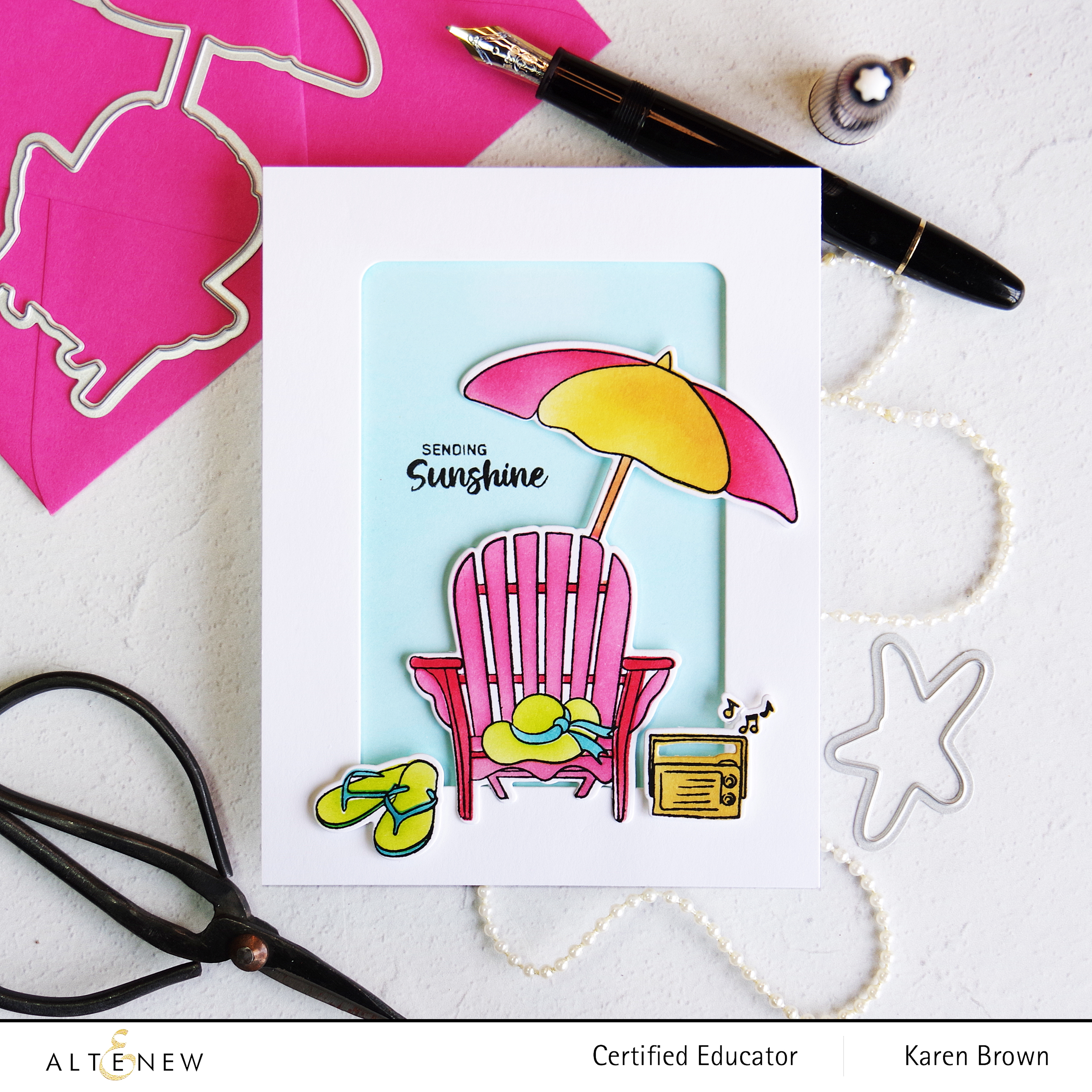 Altenew Summer Wishes Stamps, Dies and Stencils + Handmade Card