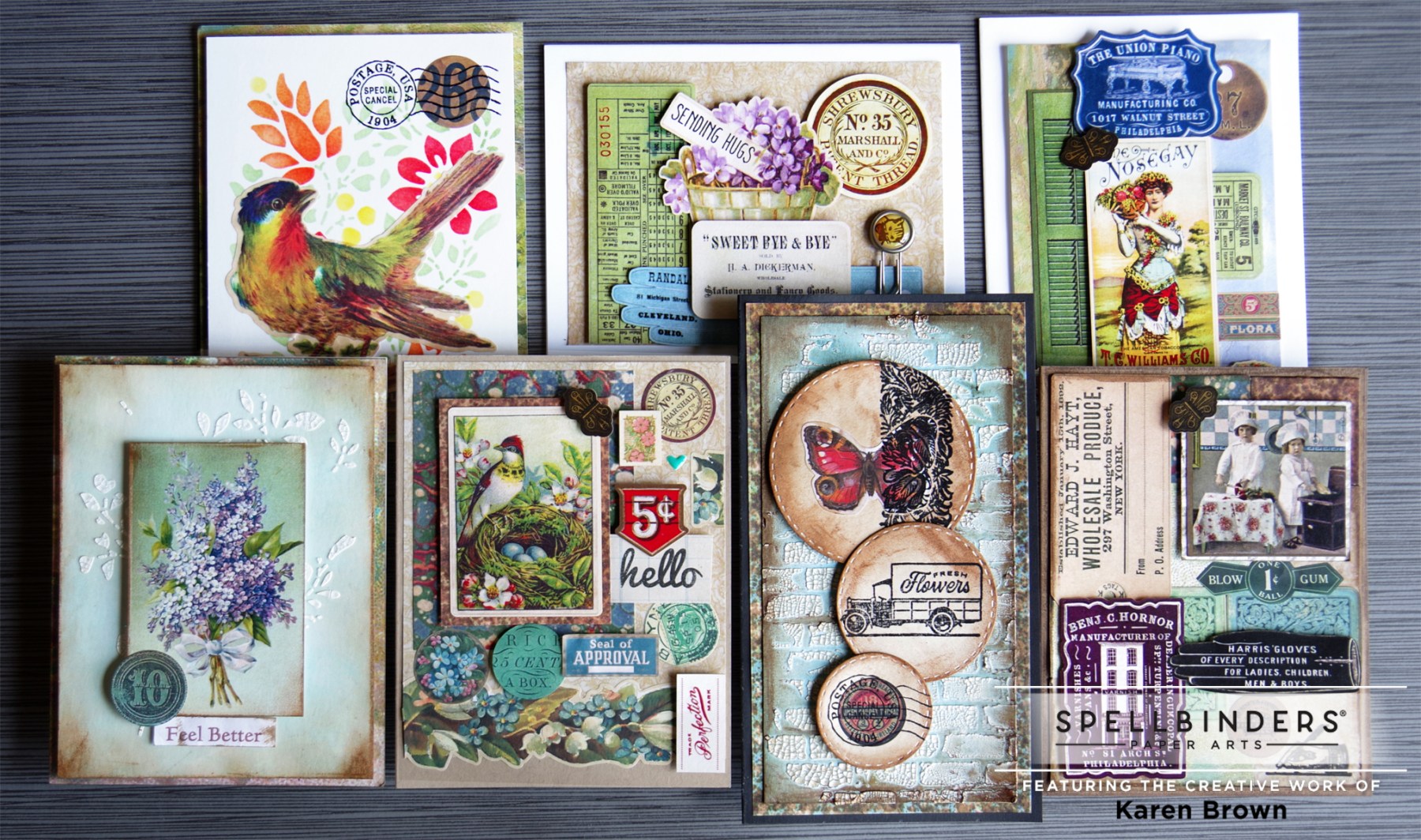 Cathe Holden Flea Market Finds handmade cards.
