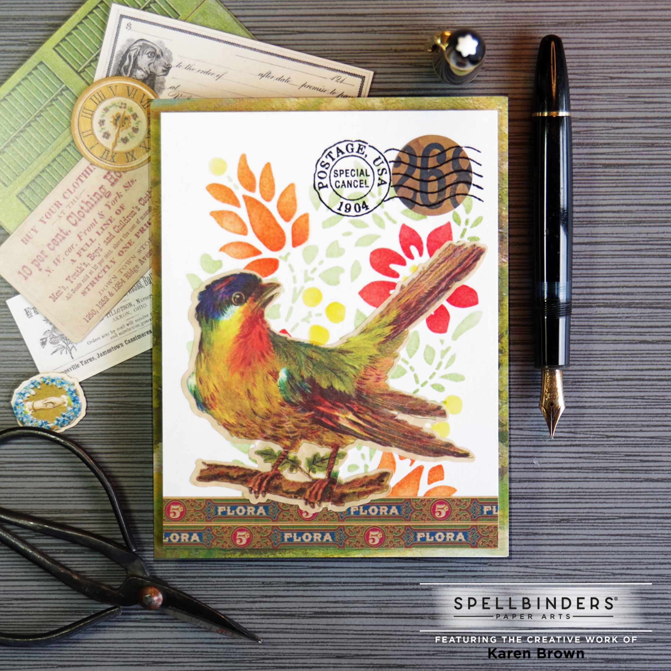 Spellbinders + Cathe Holden Layered Vintage Floral Stencil for Card Background,