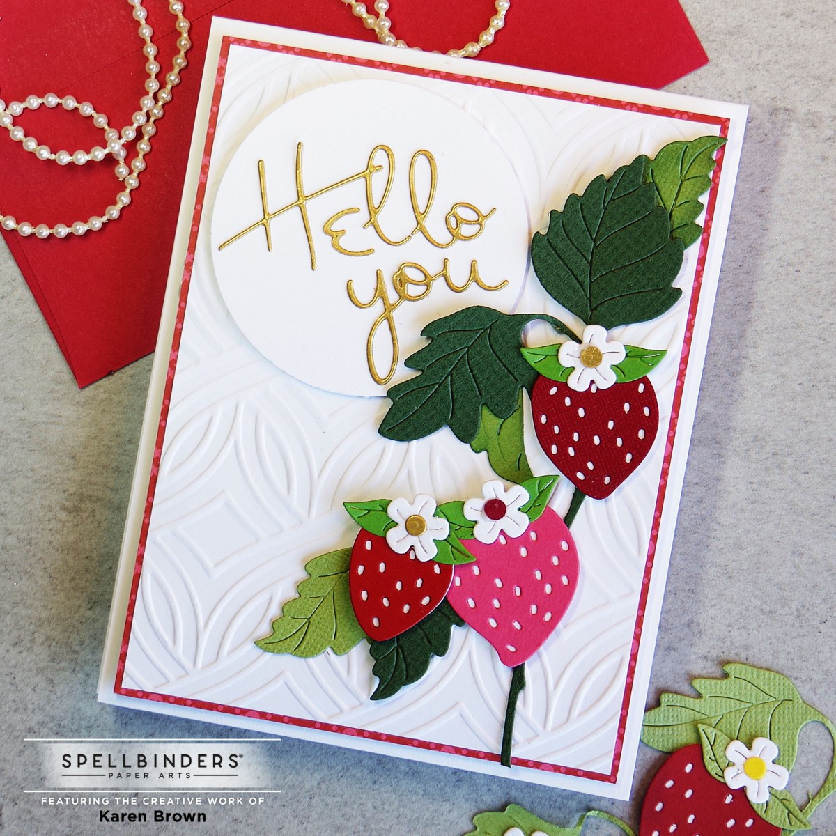 Hello You Strawberry Card featuring Spellbinders August 2022 Club Kits.