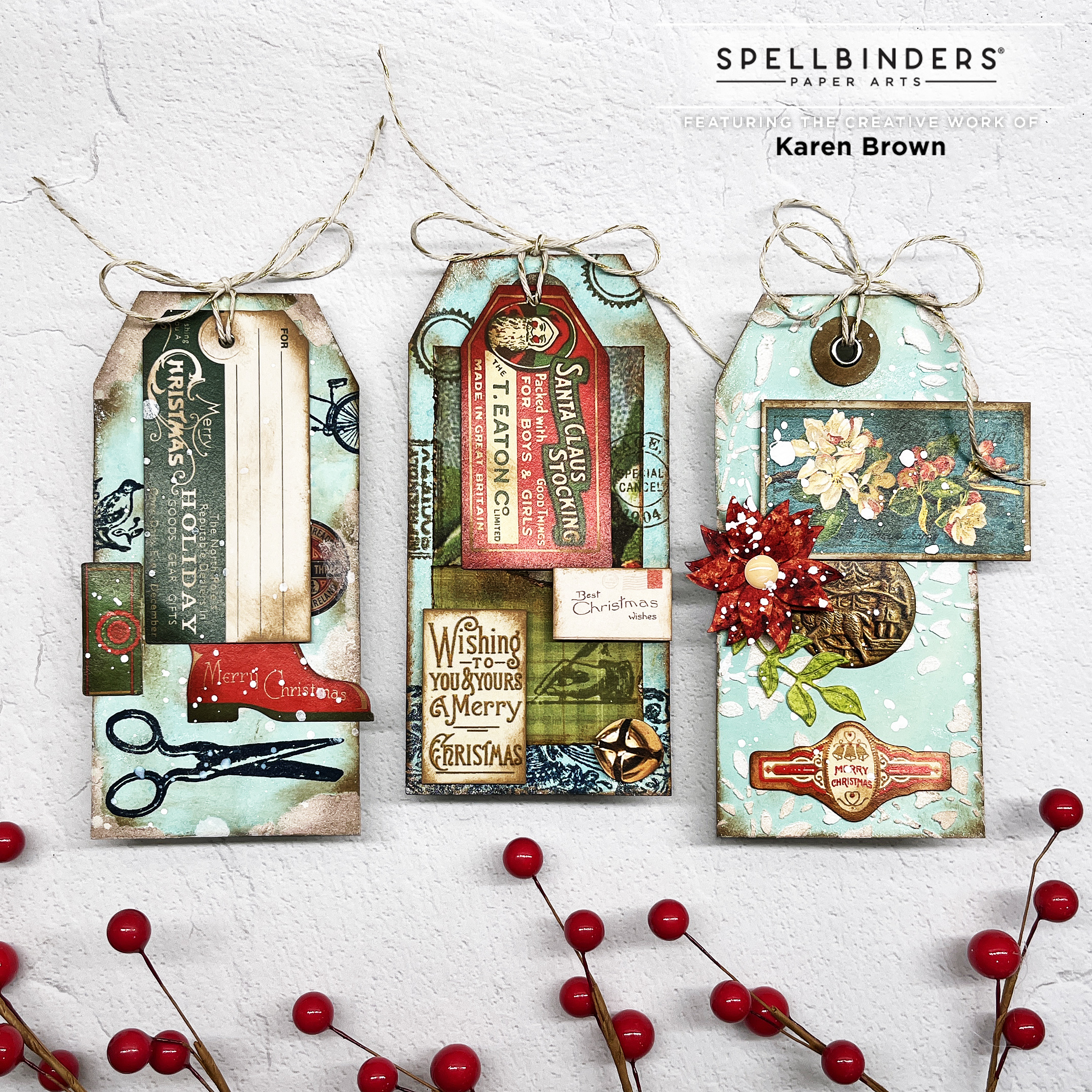 Cathe Holden Christmas Flea Market Finds Vintage look distressed gift tags.