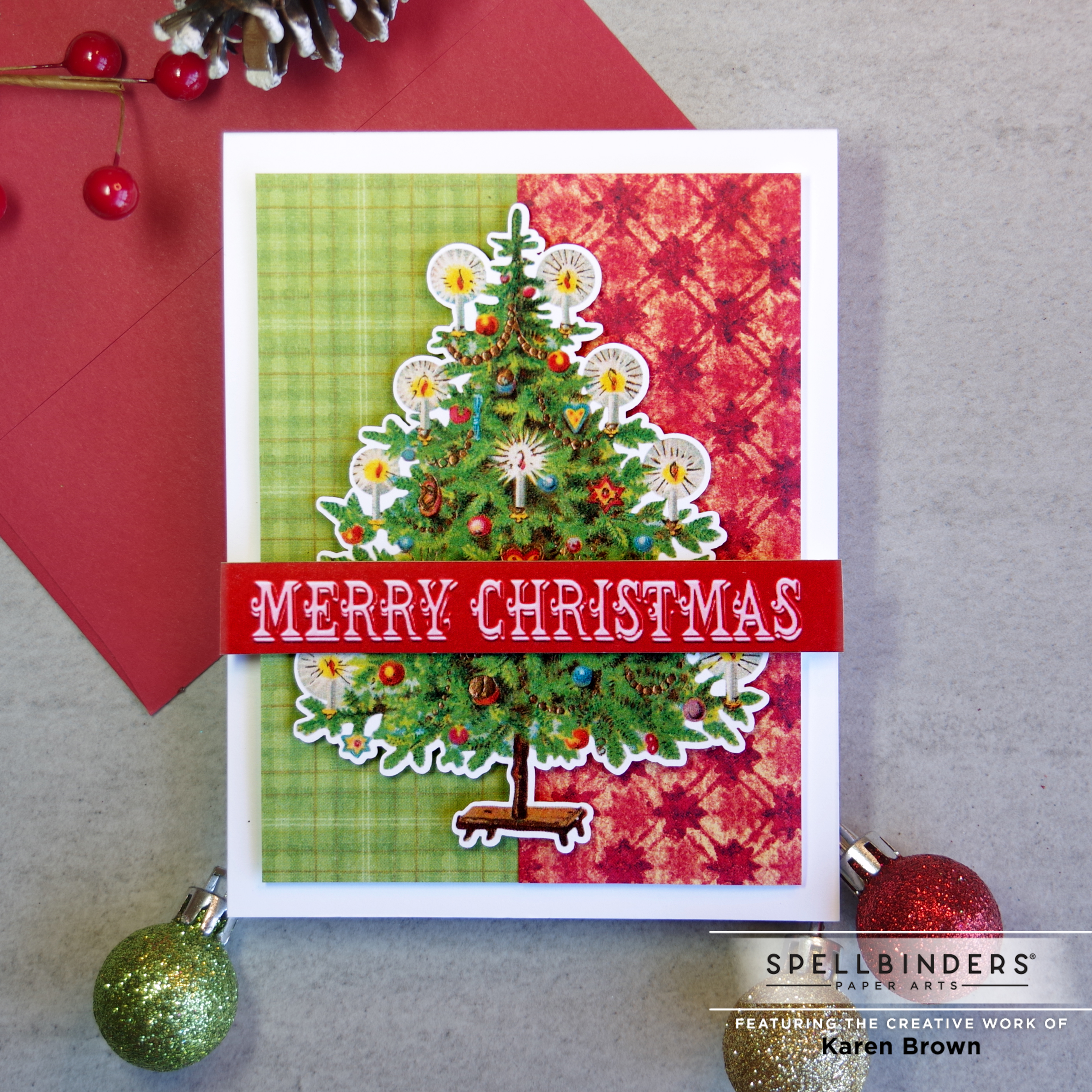 Vintage Look Christmas card made with die cut ephemera.