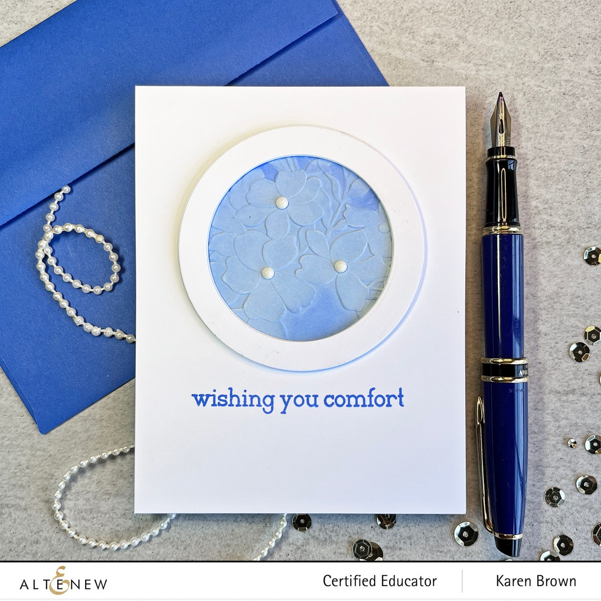 Blue Ink Blending + White Pigment Ink on Craft Your Life Watercolor Flowers 3D Embossing Folder.