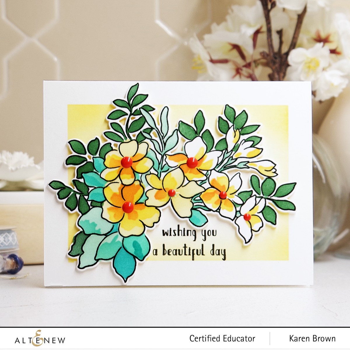 Altenew Craft Your Life Watercolor Flowers Project Kit handmade card.