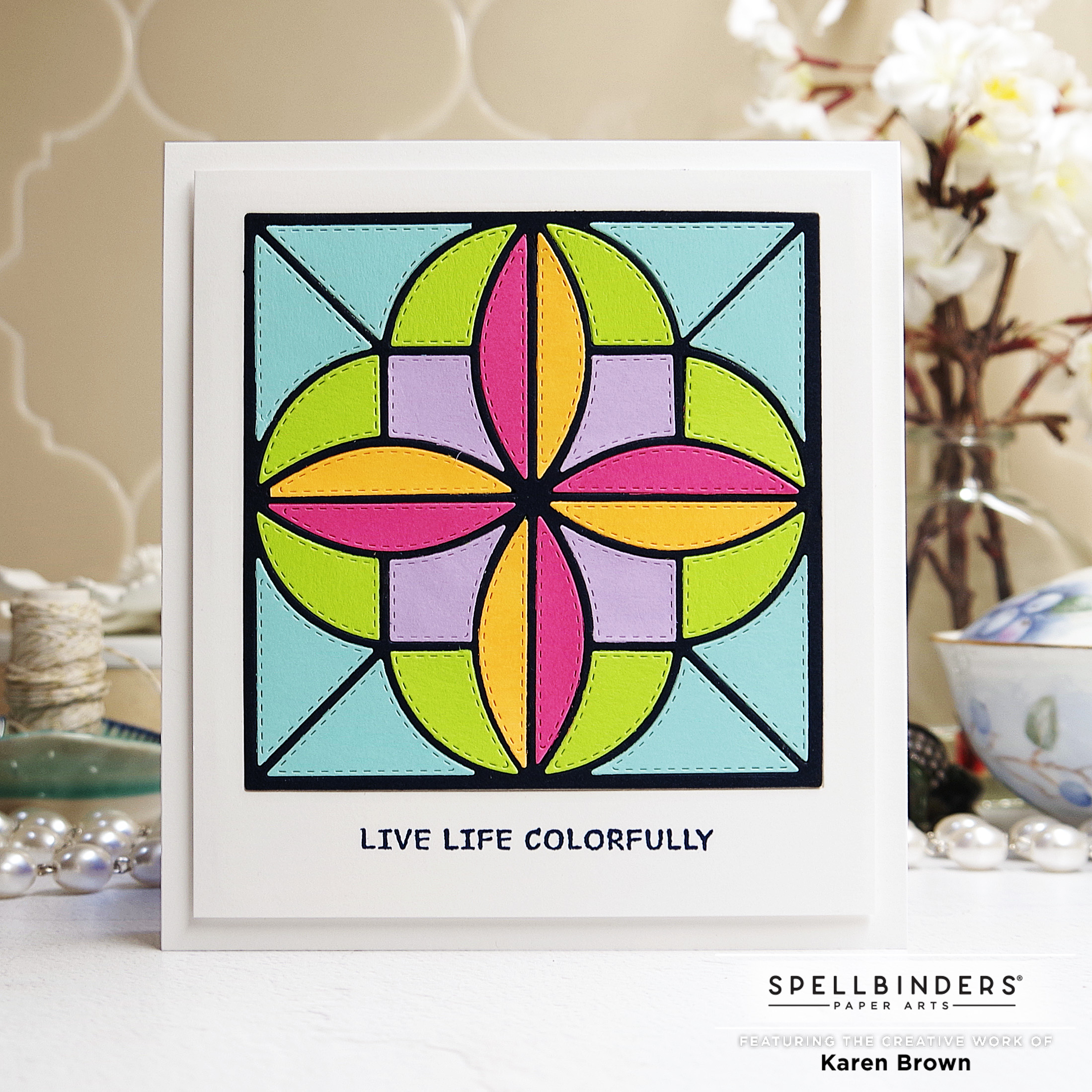 Spellbinders Patchwork Petals Quilt Card. S5-537