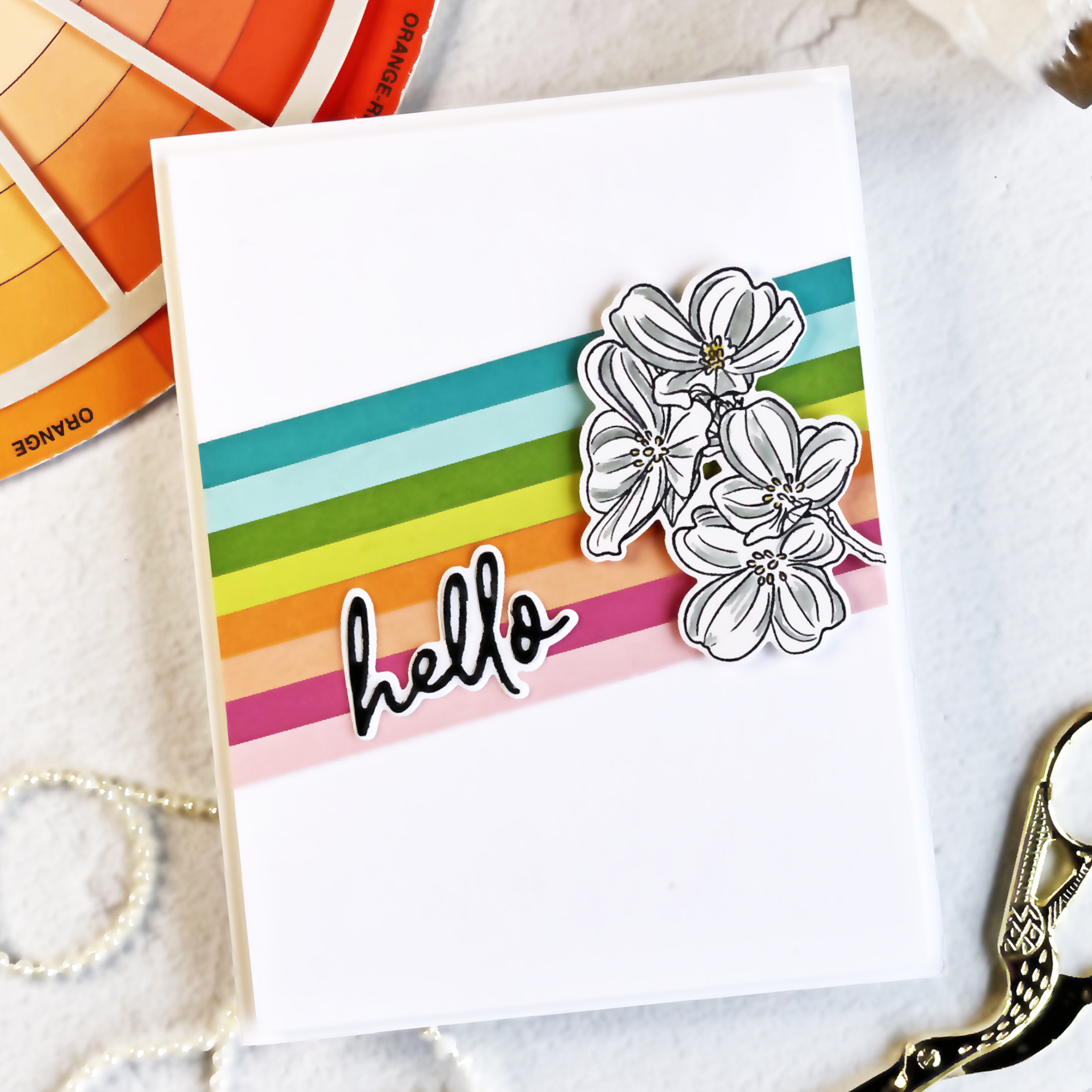 Altenew's Mini Dogwood Stamp and Die on a handmade card.