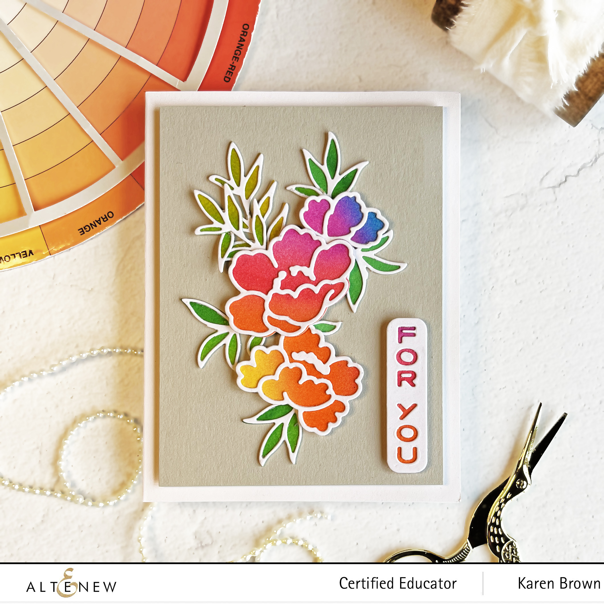 Altenew's Sweet Blossoms Layering Die Kit + Rainbow Gradient Card.