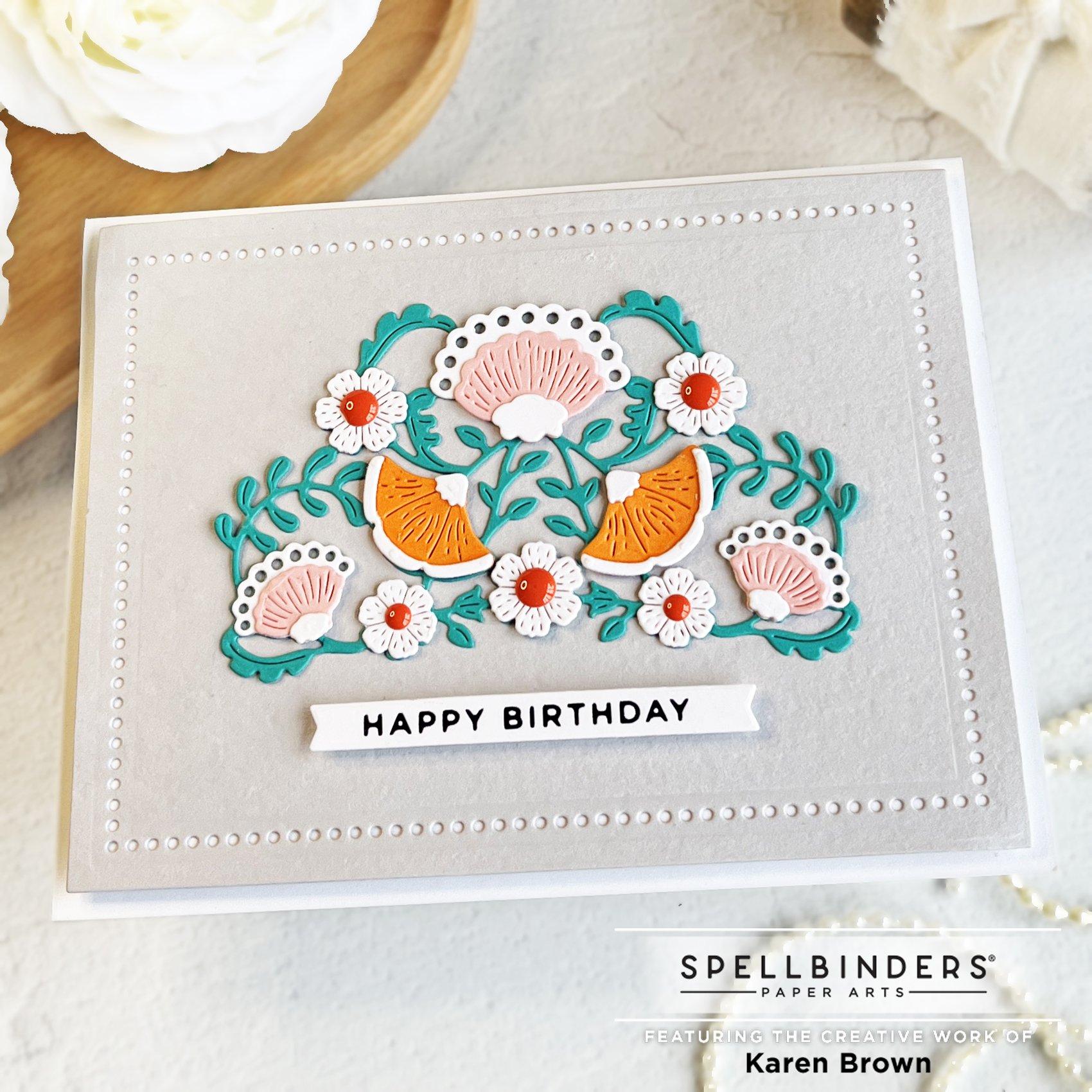 Spellbinders Four Petal Bloom Reflection Die Kit: S4-1263 handmade card.