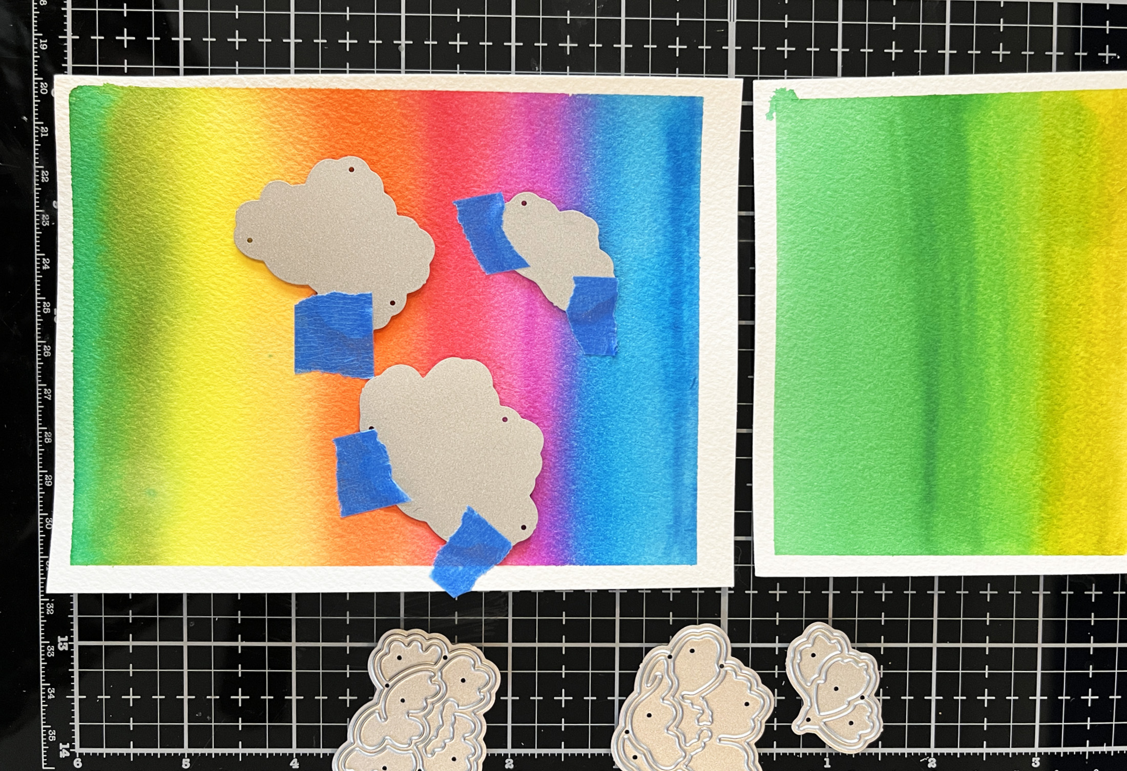 Rainbow Gradient Card panels using Altenew's Spring Garden Watercolor Brush Markers.