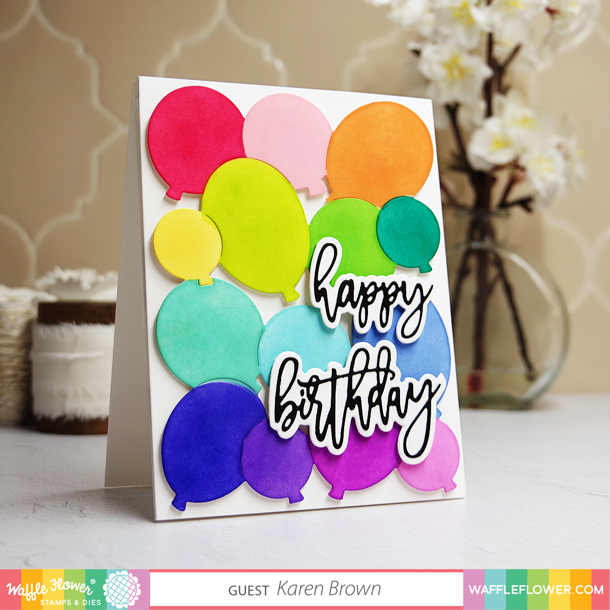 Waffle Flower Balloon Background Die and Stencil Trio:  421354 and 421355