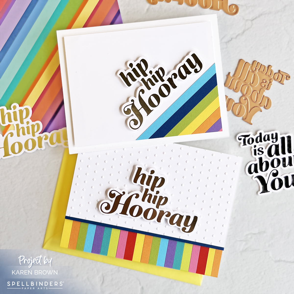Spellbinders Glimmering All About You Hot Foil Plate and Dies Set  GLP-389 + Tiny Dots Embossing Folder SES-051.