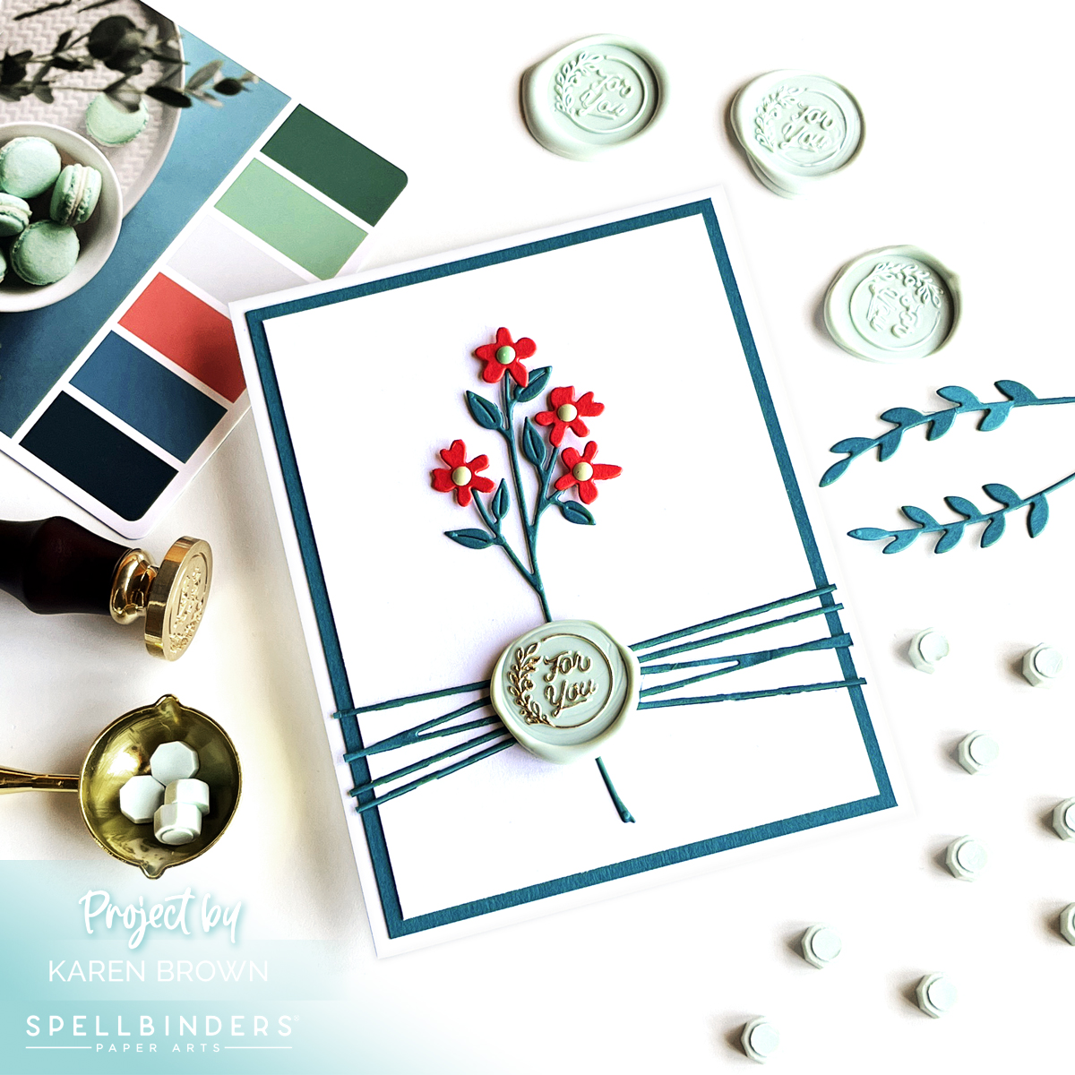 Quick and Easy Die Cut Card with Custom Handmade Wax Seal.