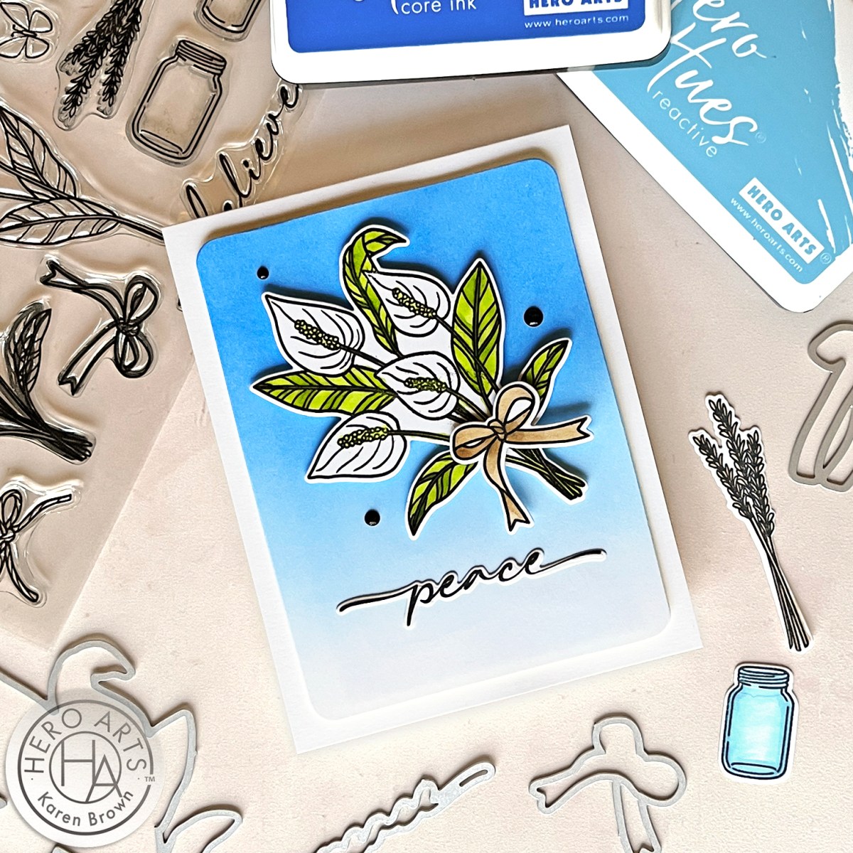 Peace Encouragement and Sympathy card  with Peace Lily. 