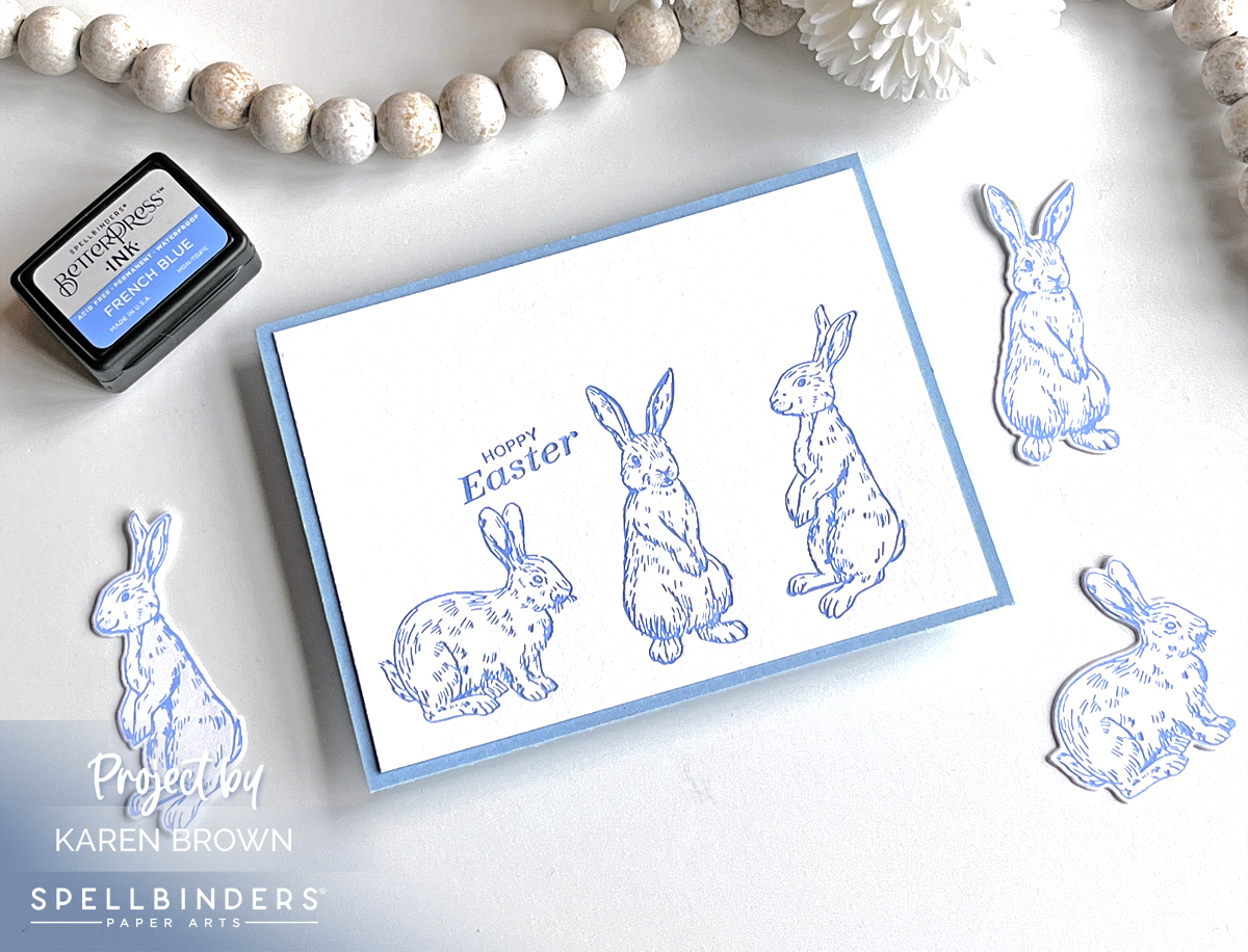 BetterPress letterpress Spring Bunnies in French Blue Ink.