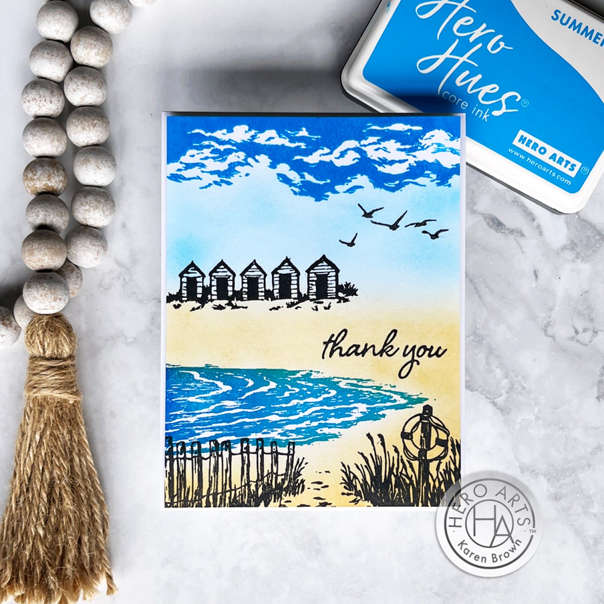 Hero Arts July 2024 Studio Card Kit of the Month Beach Theme Handmade Card.