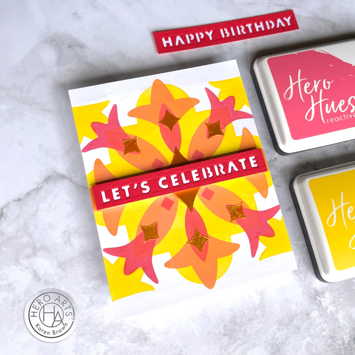 Layering stencil tutorial with Hero Arts new Color Layering Tile Stencils + Gold Hero Paste.