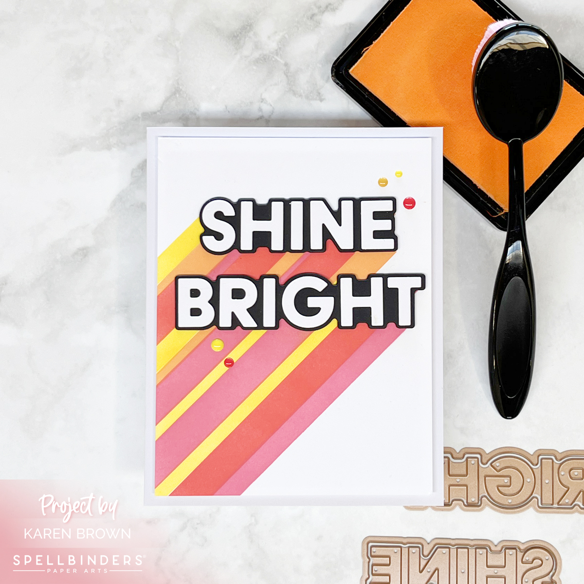 Analagous stenciling on a bright, happy, colorful chandmade card perfect for many occasions.