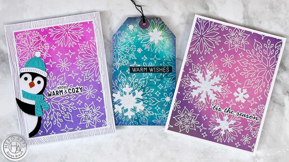 Shimmery Card Backgrounds 3 different ways.