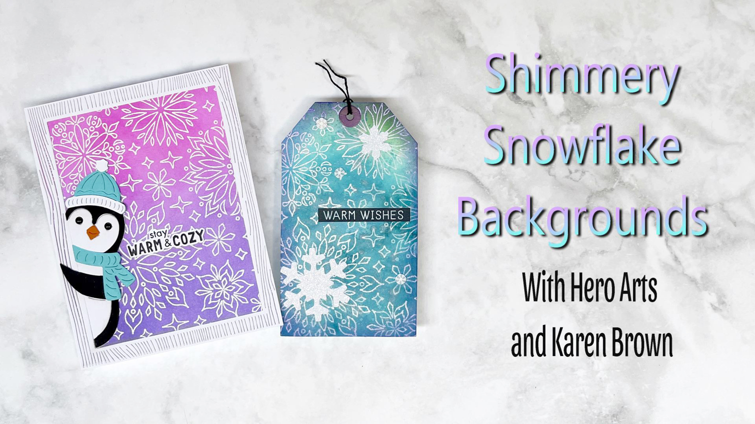Video showing how to make Shimmery Snowflake card backgrounds for the Holidays and Christmas.  