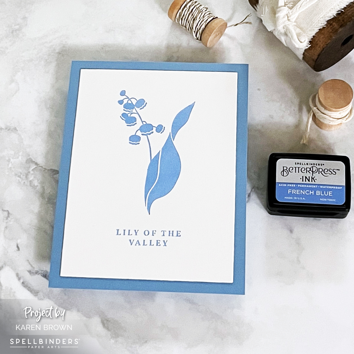 Spellbinders BetterPress letterpress Floral Through the Year handmade card:  Lily of the Valley for May.