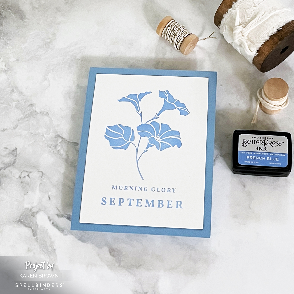 Handmade BetterPress letter press floral Morning Glory card.