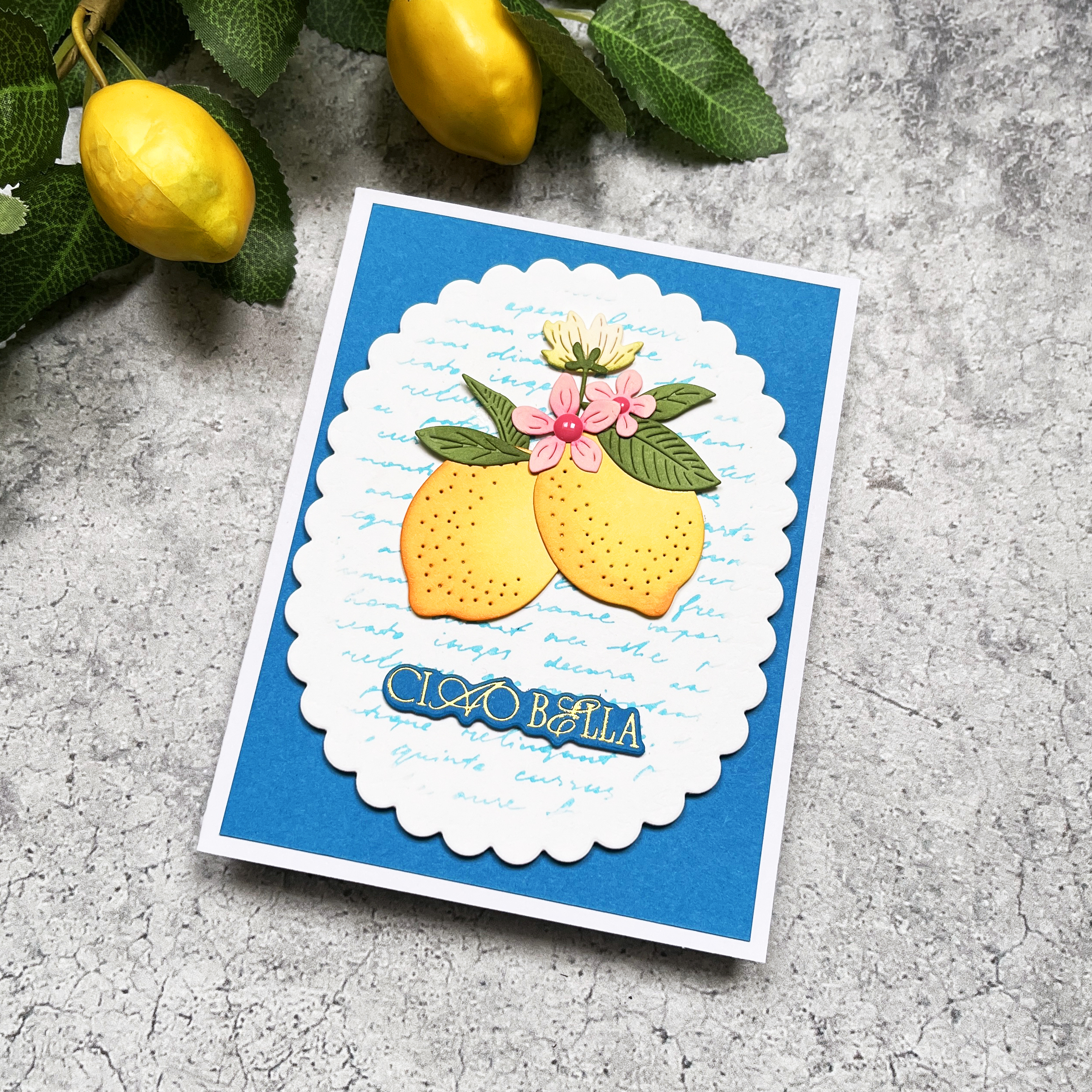 Lemon theme handmade die cut card