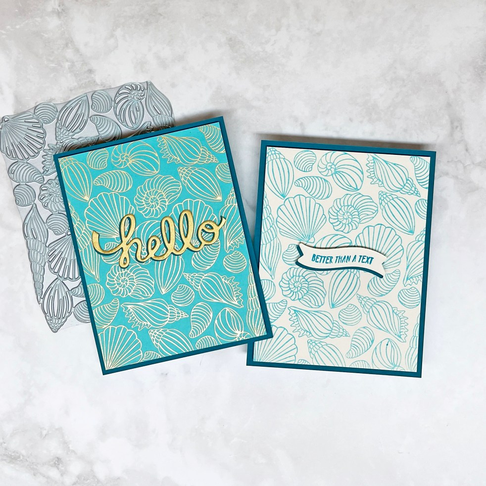 Two shell theme BetterPress and Hot Foil Glimmer cards.