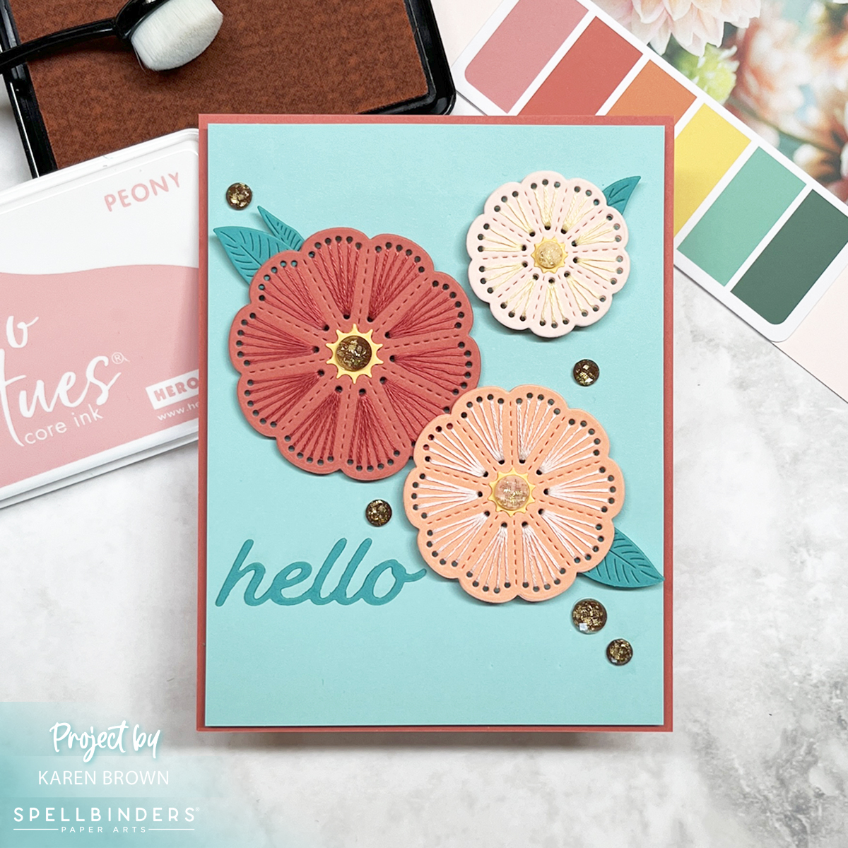 Handstiched floral card.