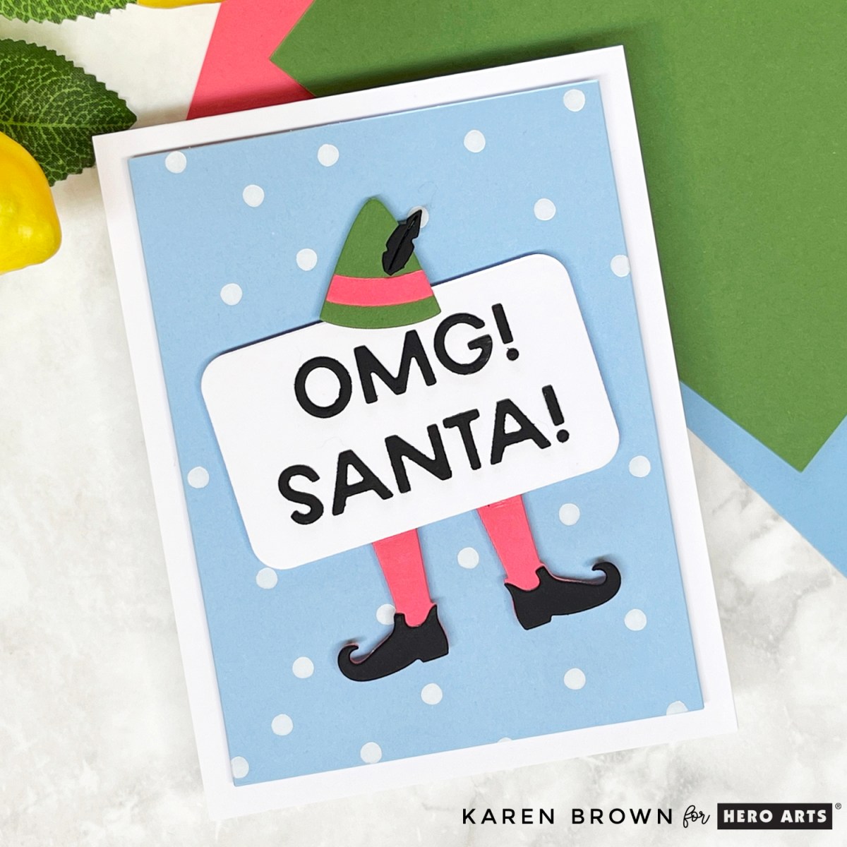 Title: Fun & Festive Christmas Elf Card | Yule Fuel Collection

Description: Create a quirky, colorful handmade Christmas card featuring a sassy die cut elf, snowy foiled background, and the playful sentiment “OMG! Santa!”. Step-by-step video tutorial included—perfect DIY holiday card idea!