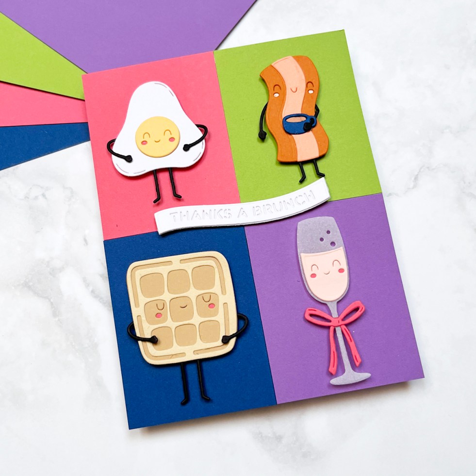 Foodie theme die cut brunch card.