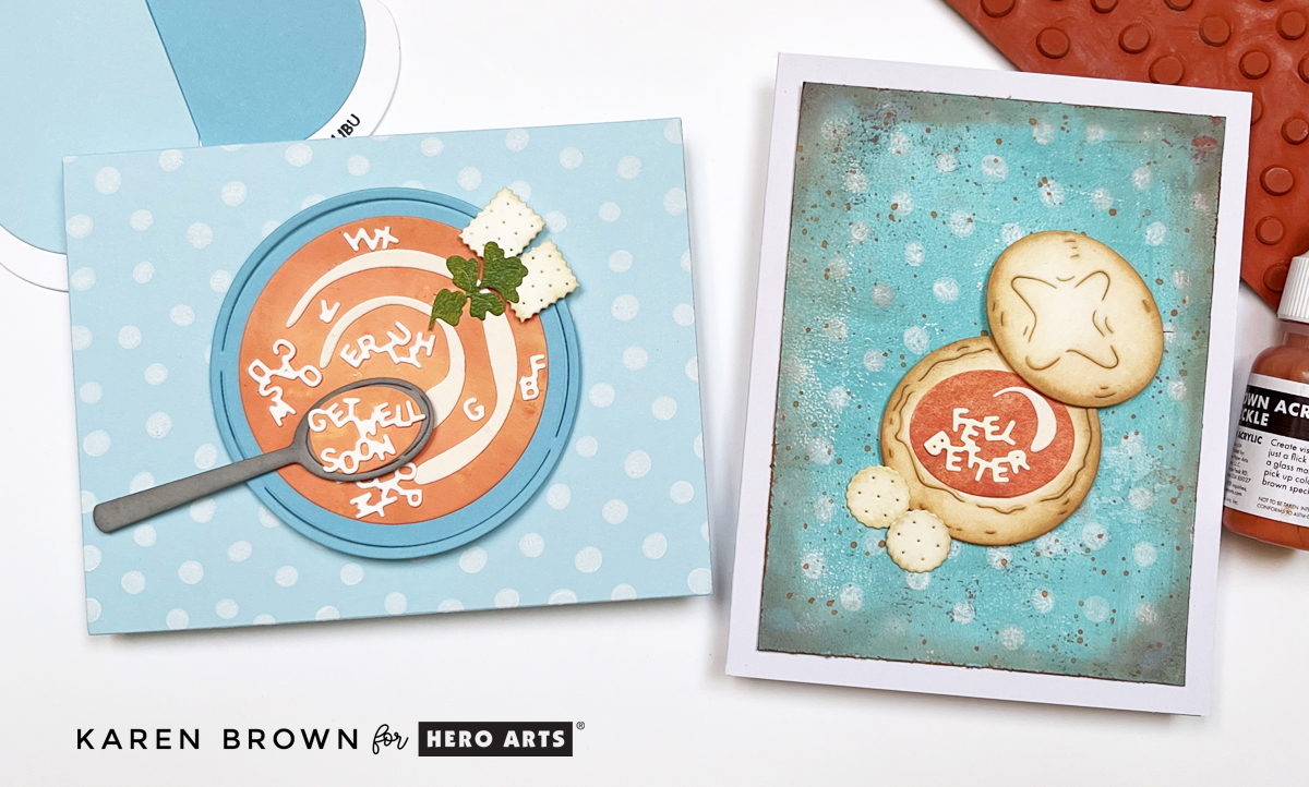 Two cozy stamped and die cut Get Well Cards; one is clean and fresh the other is an easy mixed media card.