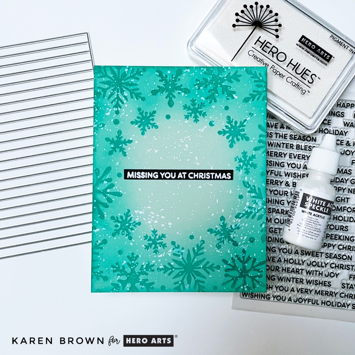 Using Blue Raspberry ink with a snowflake stencil for a quick and easy Christmas card.